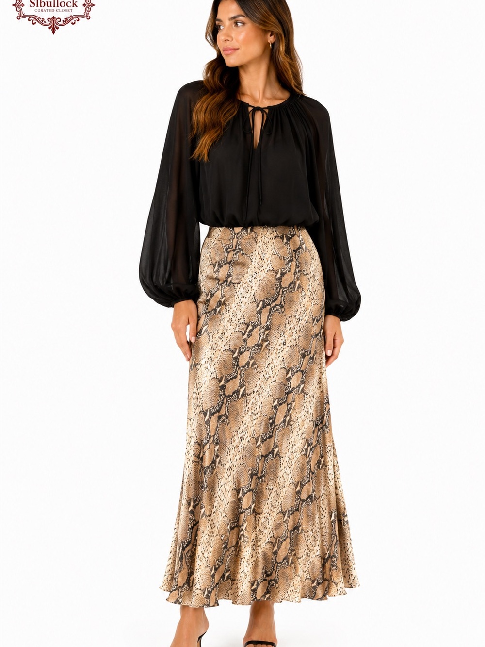 M3 MNG Mango Size Large Snake Print Maxi Skirt 100% Viscose NWT